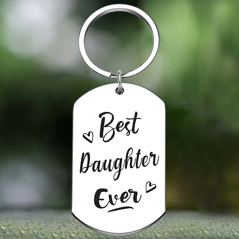 Cute I Love You Daughter Keychain Best Daughter ever Key Chain Pendant Jewelry Daughter Graduation Birthday Gift