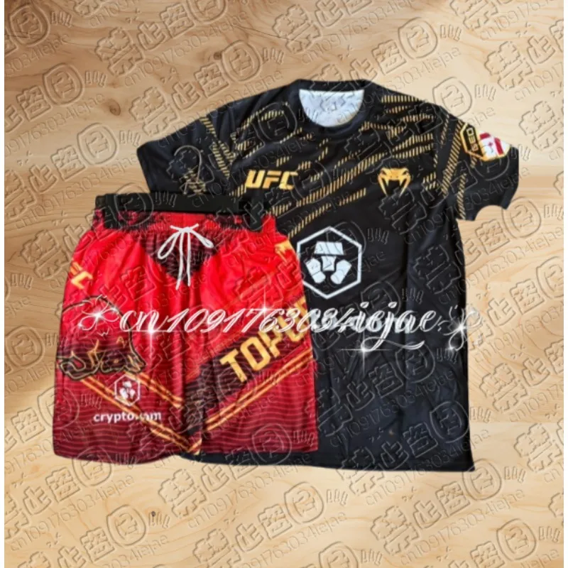 Ilia Topuria UFC boxeo lucha entrenamiento camiseta pantalones cortos hombres transpirable secado rápido jersey lucha correr conjunto absorbente de sudor