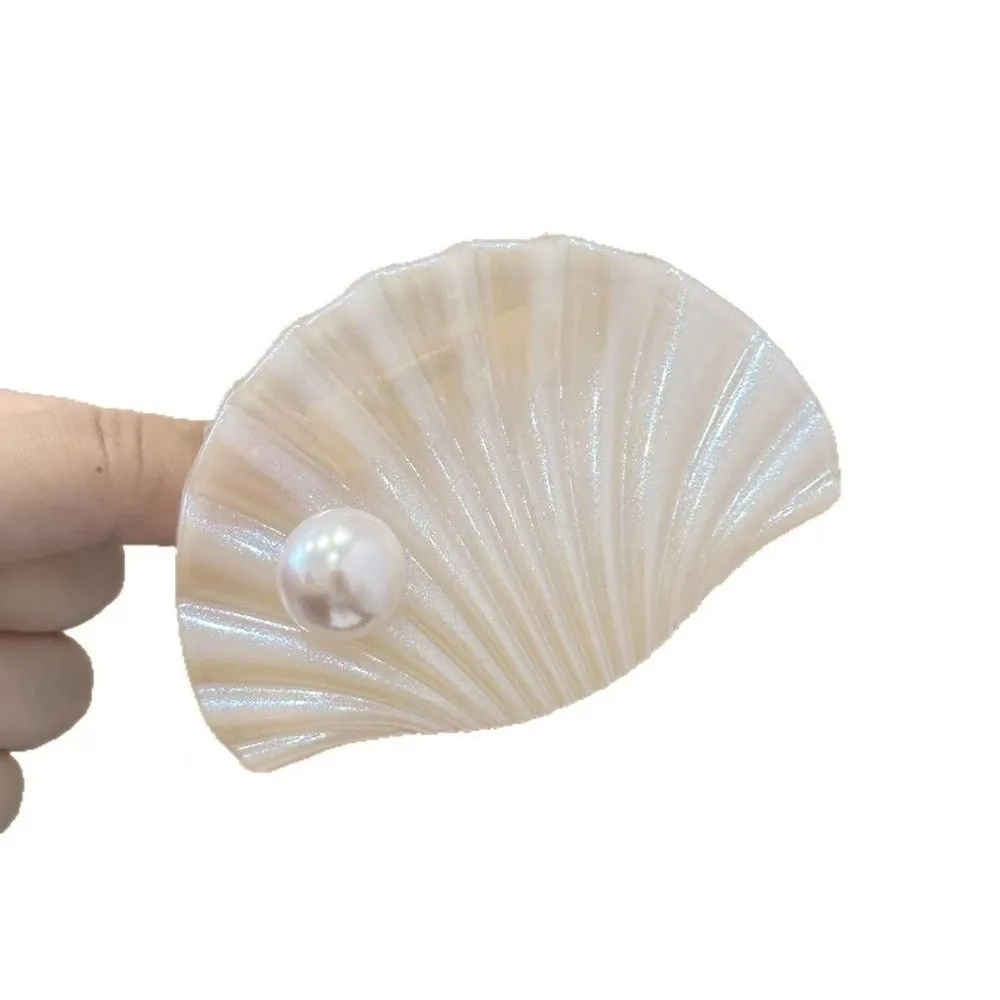 Trendy Pearl Shell Hair Claw Clips Pretty Vacation Style Girl's Hair Clip Acrylic Elegant Hair Accessories Beach