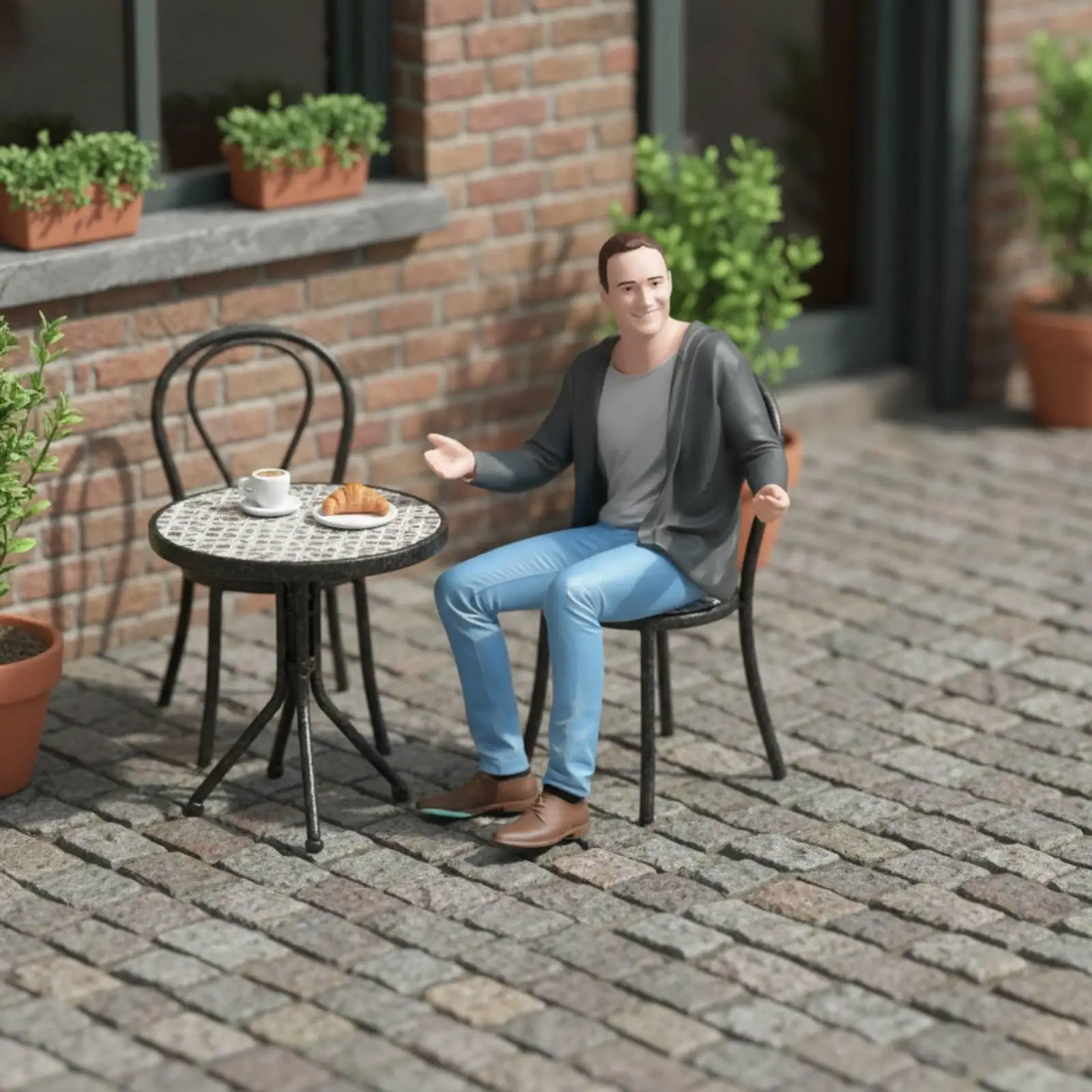 Poseable Miniature Sitting Figurine Realistic Resin Model Hand Painted Collectible Figure for Desktop Decoration