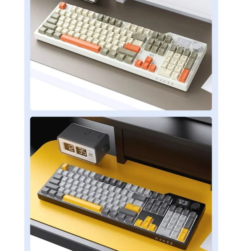 حار Ajazz Ak35i V3 لوحة المفاتيح الميكانيكية السلكية 104 مفتاح Esports لعبة مفتاح المكونات الساخنة مشقوق تحديد المواقع لوحة وظيفة الوسائط المتعددة