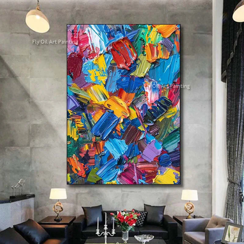 Coloful Abstract Knife Thick Oil Paitning On Canvas Handpainted Color Miexured Artwork Original Design Wall Art For Home Decor