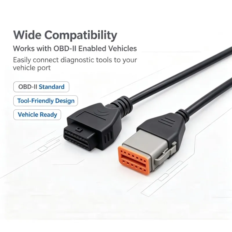 A98M Truck Diagnostic Cable For Komatsu Cable 12Pin OBD Cable Adapter For Cummins Inline6 OBD2 Connect Cable Wire Line, 1PC view 4