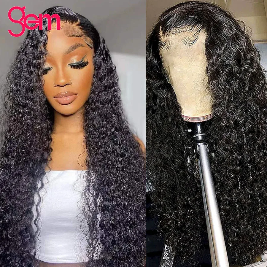 Deep Wave Frontal Wig Human Hair Pre Plucked 30 Inch 13x6 HD Transparent Brazilian Glueless Lace Front Wigs For Women Human Hair