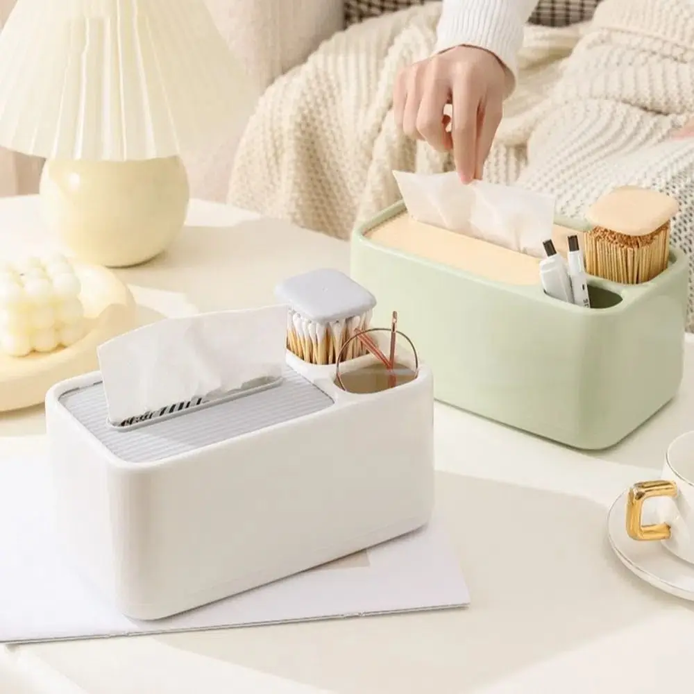 

Multi-functional Remote Control Tissue Box Push Type Desk Organizer Napkin Dispenser with Bracket Plastic Table Paper Holder