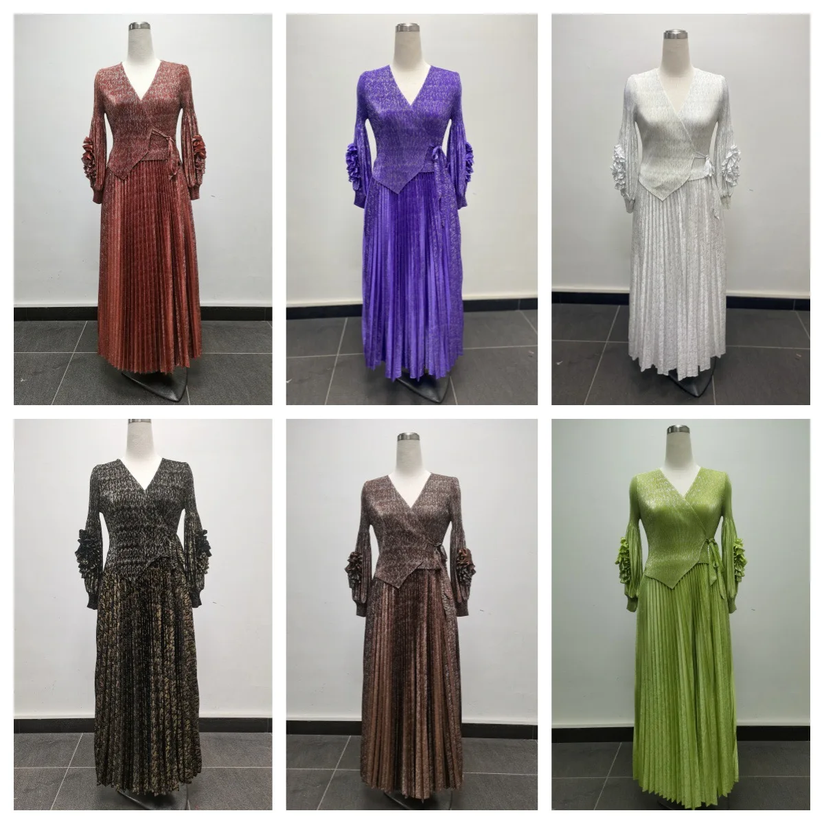 Miyake africain ample femmes vêtements mode robe plissée col en v manivelle fleur bronzant robes élégantes en vrac nouveau