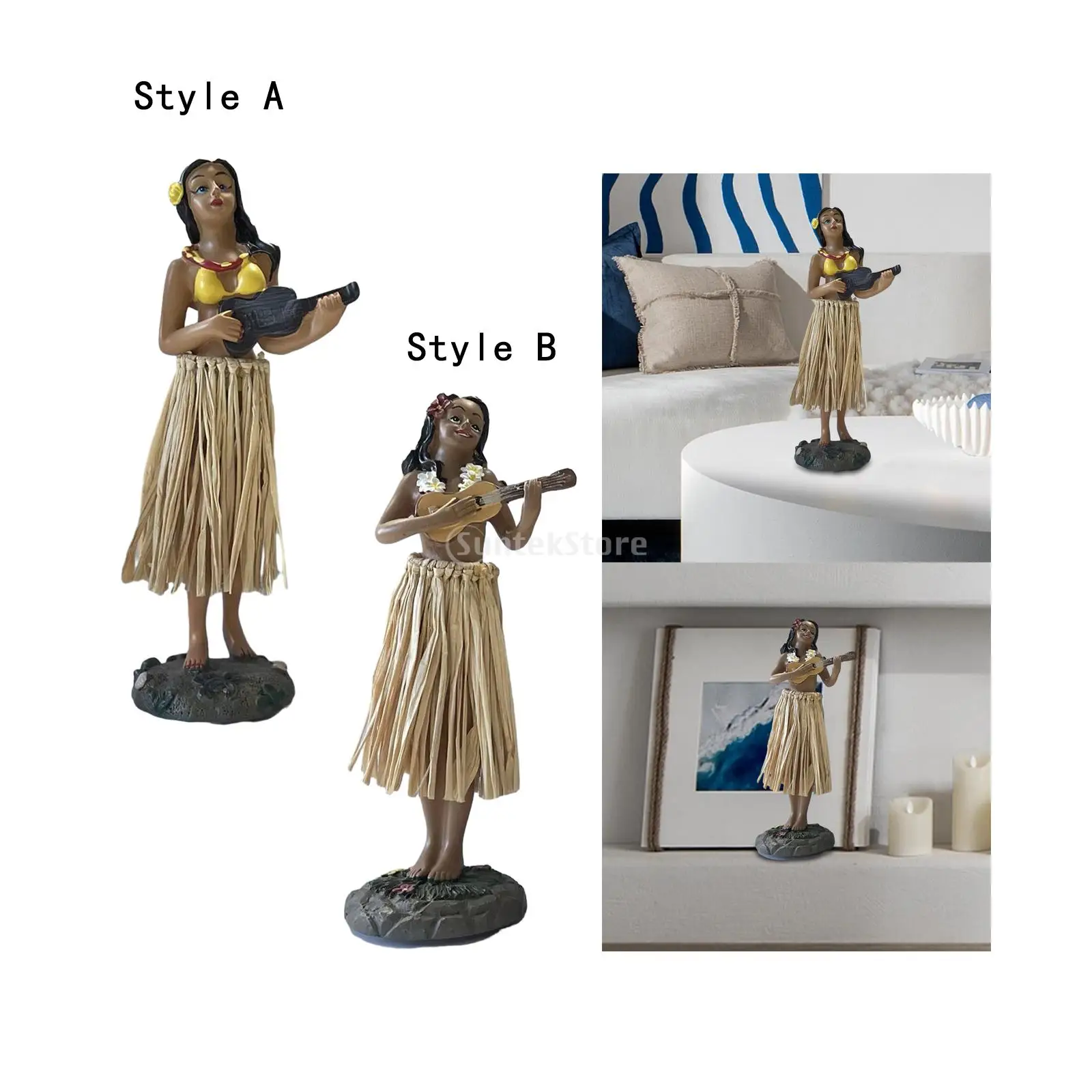 Mini Size Doll Hawaiian Dancer with Guitar 6.29inch Hawaiian Doll Home Decor Dancing girl Dashboard Doll Dancer Decorations