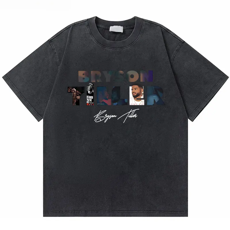 

Washed Vintage Rapper Bryson Tiller Music Album Cover T Shirt Male Cotton Short Sleeve Tees Men Women Hip Hop Oversized T-shirts