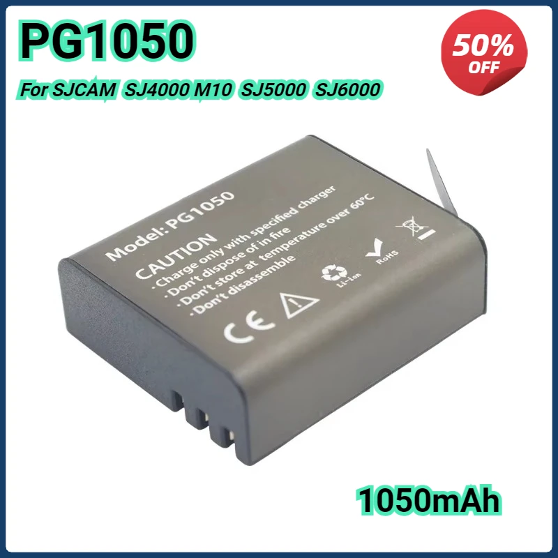 1050mAh PG1050 Battery + Dual Charger for EKEN H9 H3R H9R  H8R H8PRO H8 for SJCAM SJ4000 SJ6000 SJ5000 M10 6000 Camera Batteria