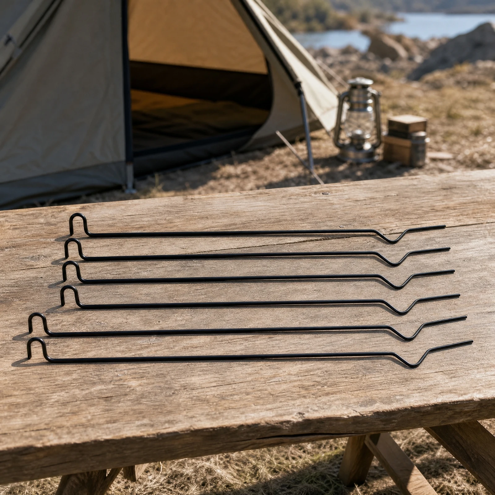 6 Pieces Tent Hardware Easy to Store Roof Tent Window Support with Hooked End for Campers, Camping - view 3