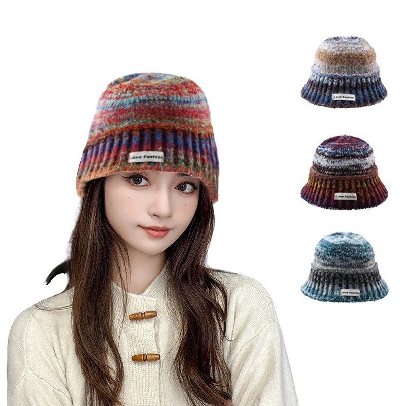 

New Colorful Matching Beanies for Women Winter Hat Lady Warm Knitted Skullies Female Casual Cap