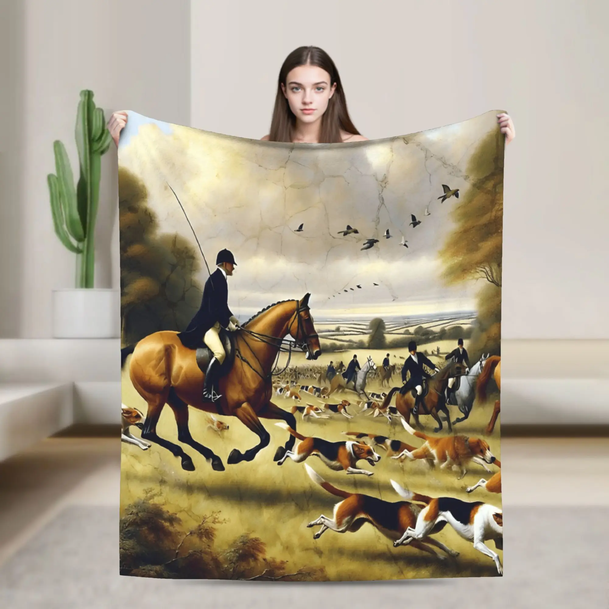 Equestrian Blankets Soft Comfy  Throw Blanket Winter Adults Outdoor Travel Office Bedspread