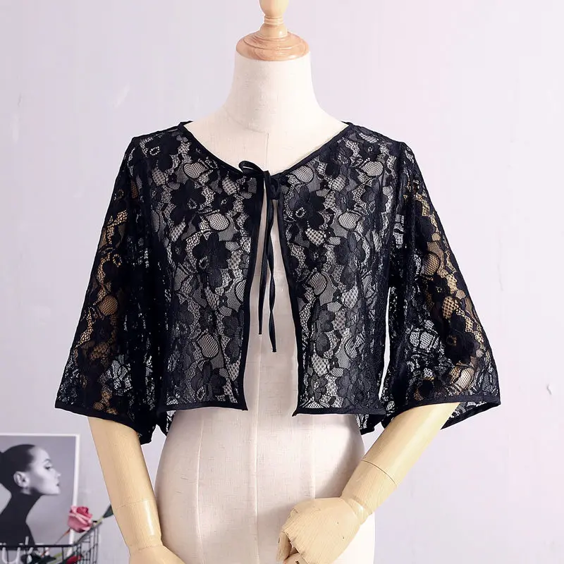 

White Black Pink Shrugs For Women Bolero Femme Mariage Wedding Jacket Lace Bolero Bridal Party Cape Dress Top Shawls Wraps