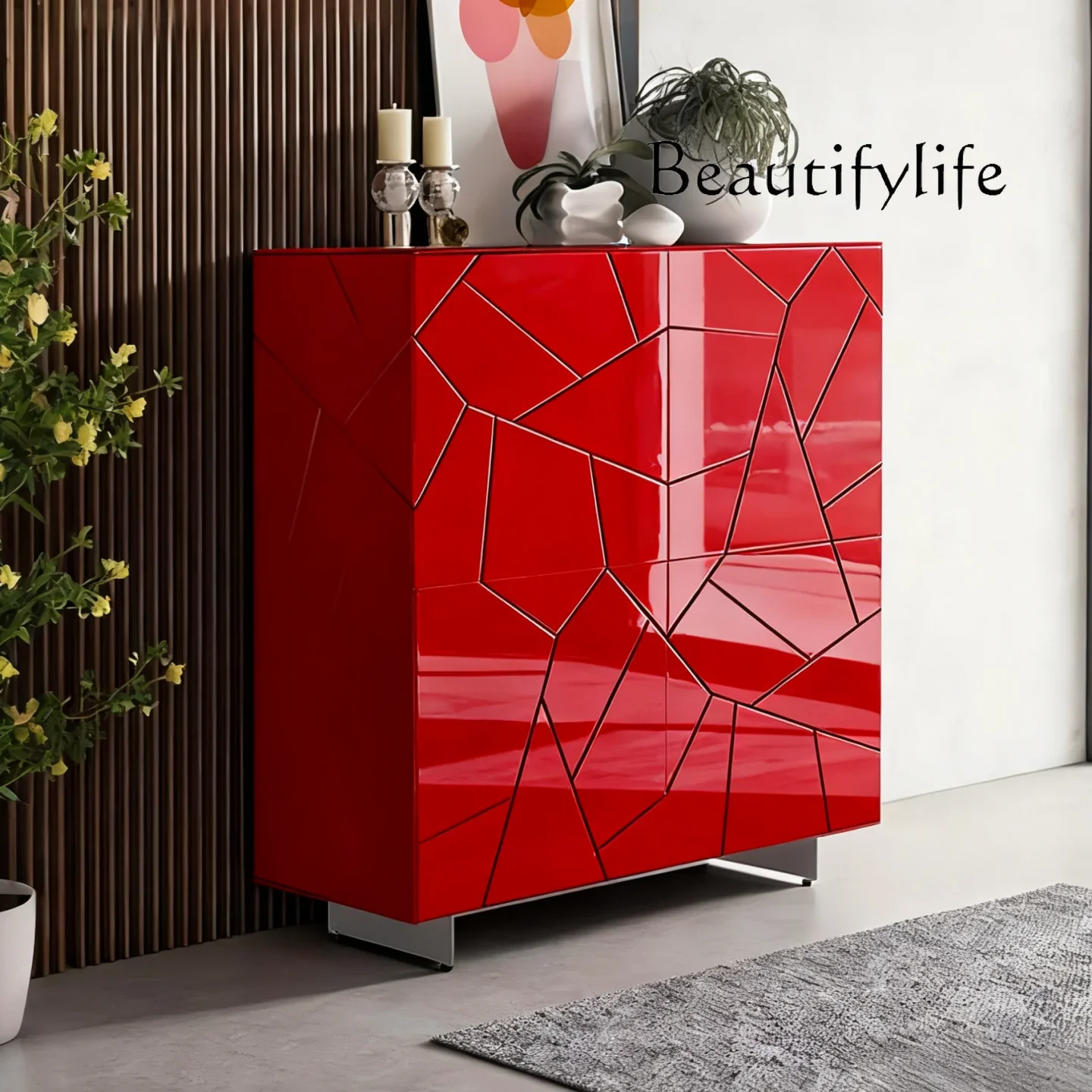 HH Medieval lacquer shoe cabinet entry porch cabinet living room wall storage decorative cabinet