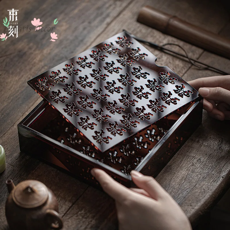 

Water storage kettle for home retro square tea tray cut out small dry brewing table teapot cover bowl tray