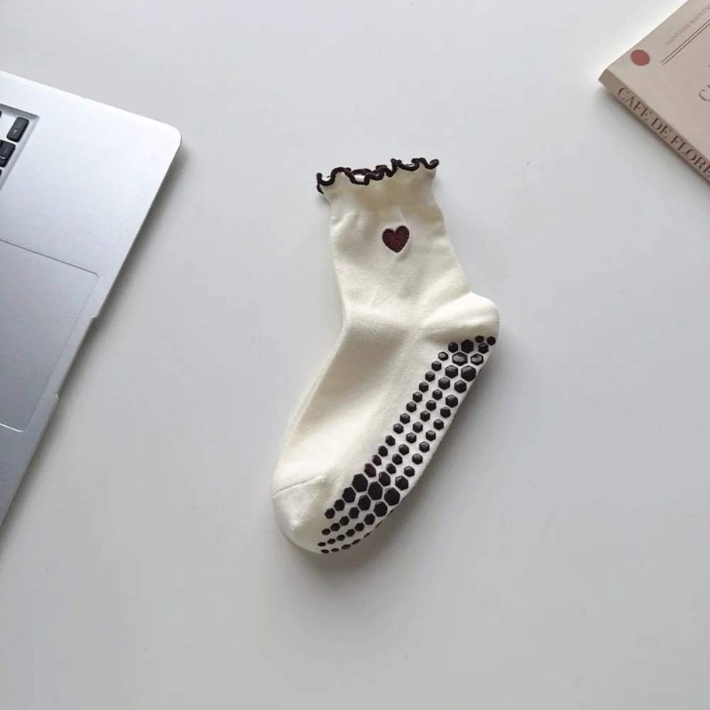 

New Cotton Yoga Socks Ruffle Cuff Non Slip Pilates Socks Breathable Silicone Grips Grip Socks Women
