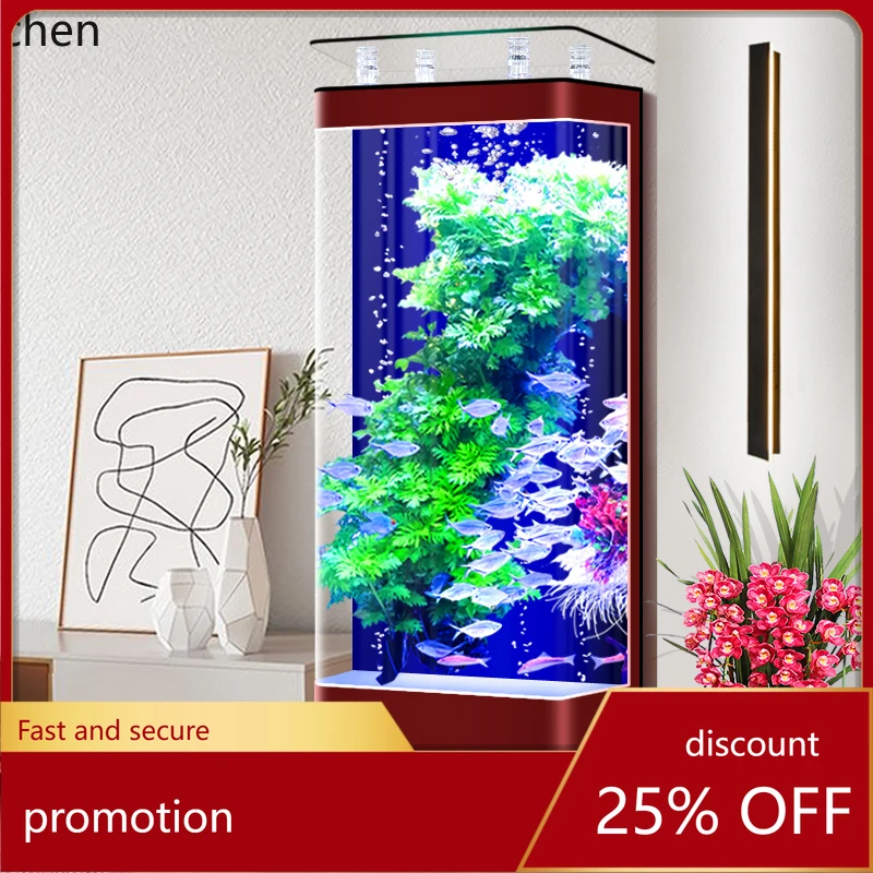 

HXL new household small TV cabinet next to the floor-to-ceiling vertical water-free ecological aquarium