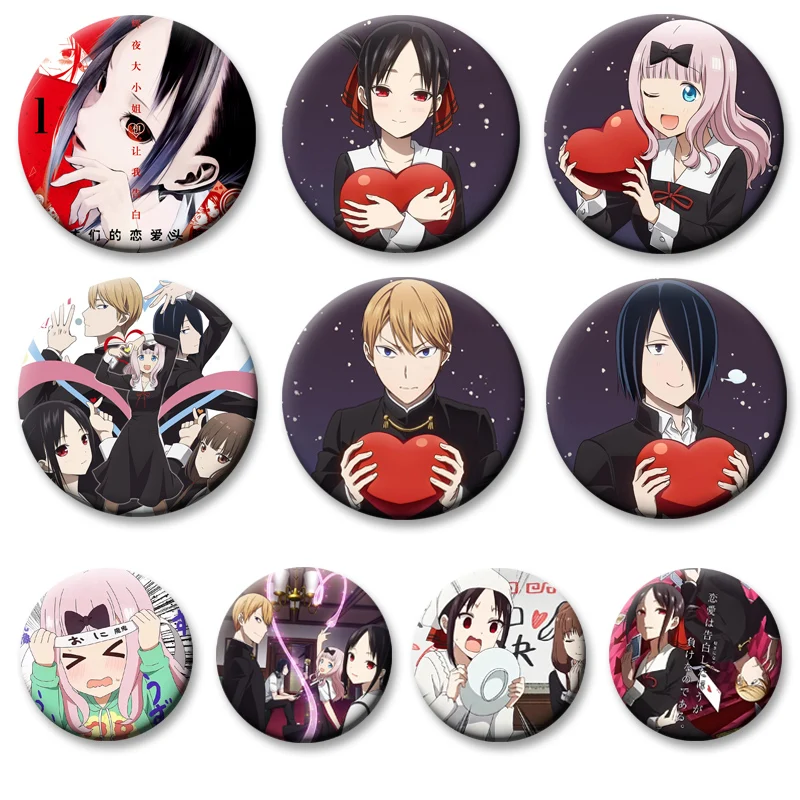 Аниме Кагуя-сама: Love Is War броши, булавки Fujiwara Chika Shirogane Miyuki Shinomiya Kaguya, значок для сумки, аксессуары, ювелирные изделия, подарки
