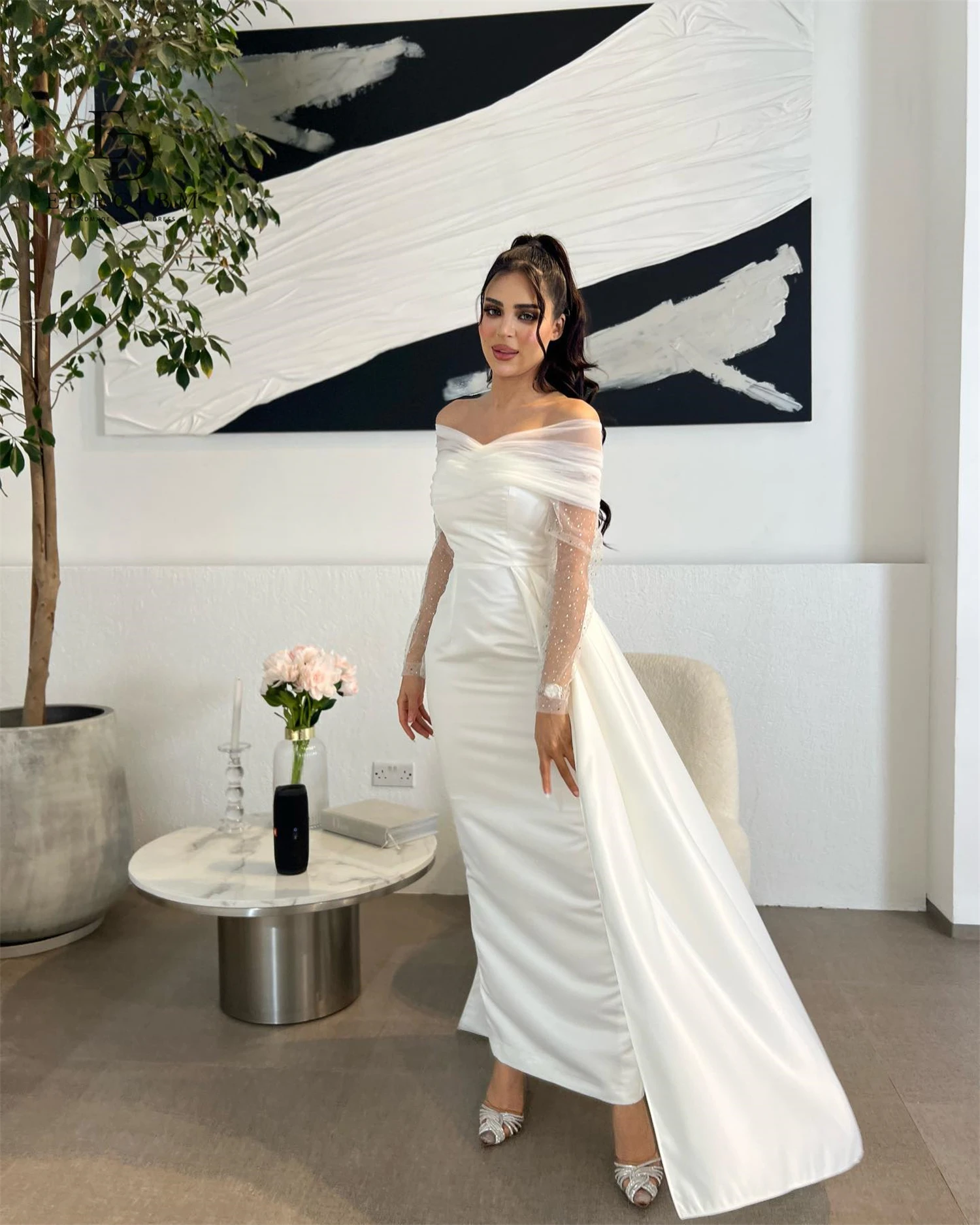 Edcpbm personalizado festa de casamento sereia vestido de casamento tamanhos grandes vestido de noiva luxuoso vestidos de noite de casamento