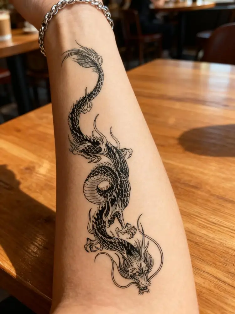 

Временная татуировка-наклейка «Дракон» (1 шт.), водостойкая, для женщин и мужчин, сексуальный дизайн, крутой боди-арт для рук