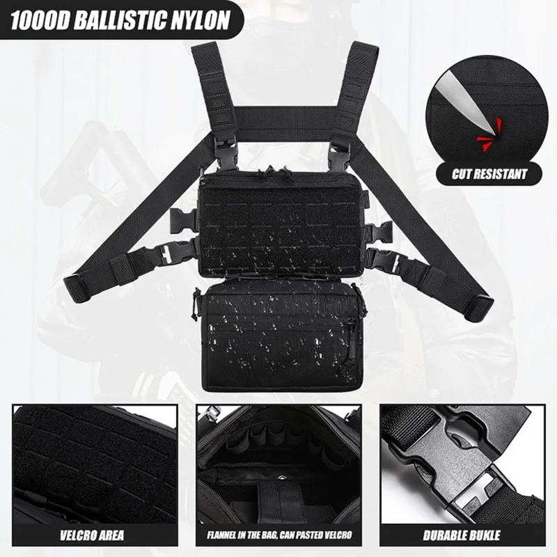 1000D Army Molle System Tactical Vest Outdoor Military Chest Bag Fabric Laser Cut Hunting Gear Bags Crossbody Backpack XA791D