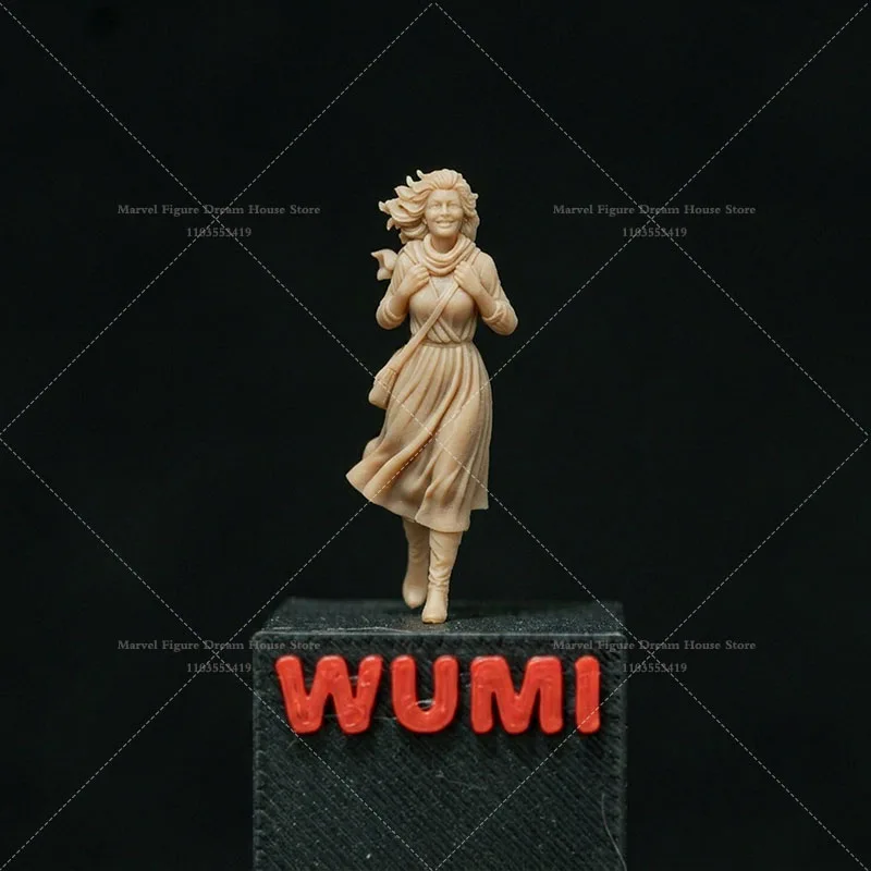 1/64 Scale Miniature Scene Dolls Un-panited White Figure Mini Model Summer Breeze‌ 20Th Century American Retro Fashion‌ Girl