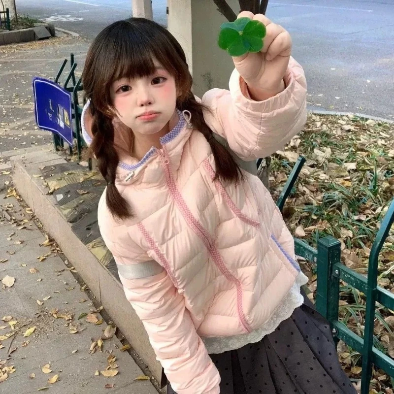 Japanese Sweet Lolita Hooded Padded Coat Women Kawaii Snowflake Embroidery Cotton Jacket Harajuku Girl Light Color Slim Warm Top - view 5