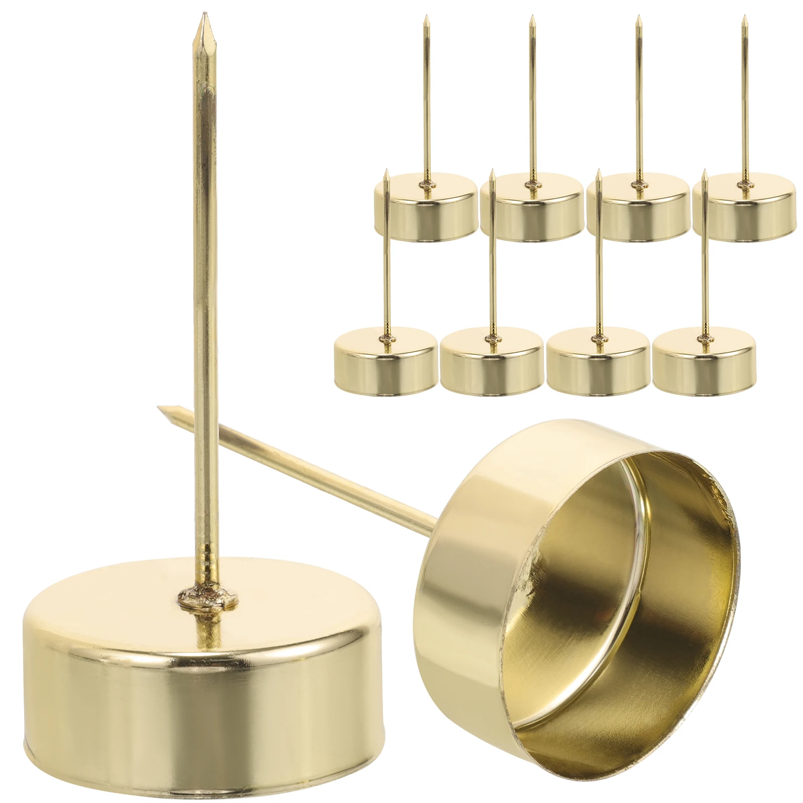 

12 Pcs Taper Holiday Cups Christmas Tree Table Decor Tea Light Holder with Spike Golden Iron Candlestick