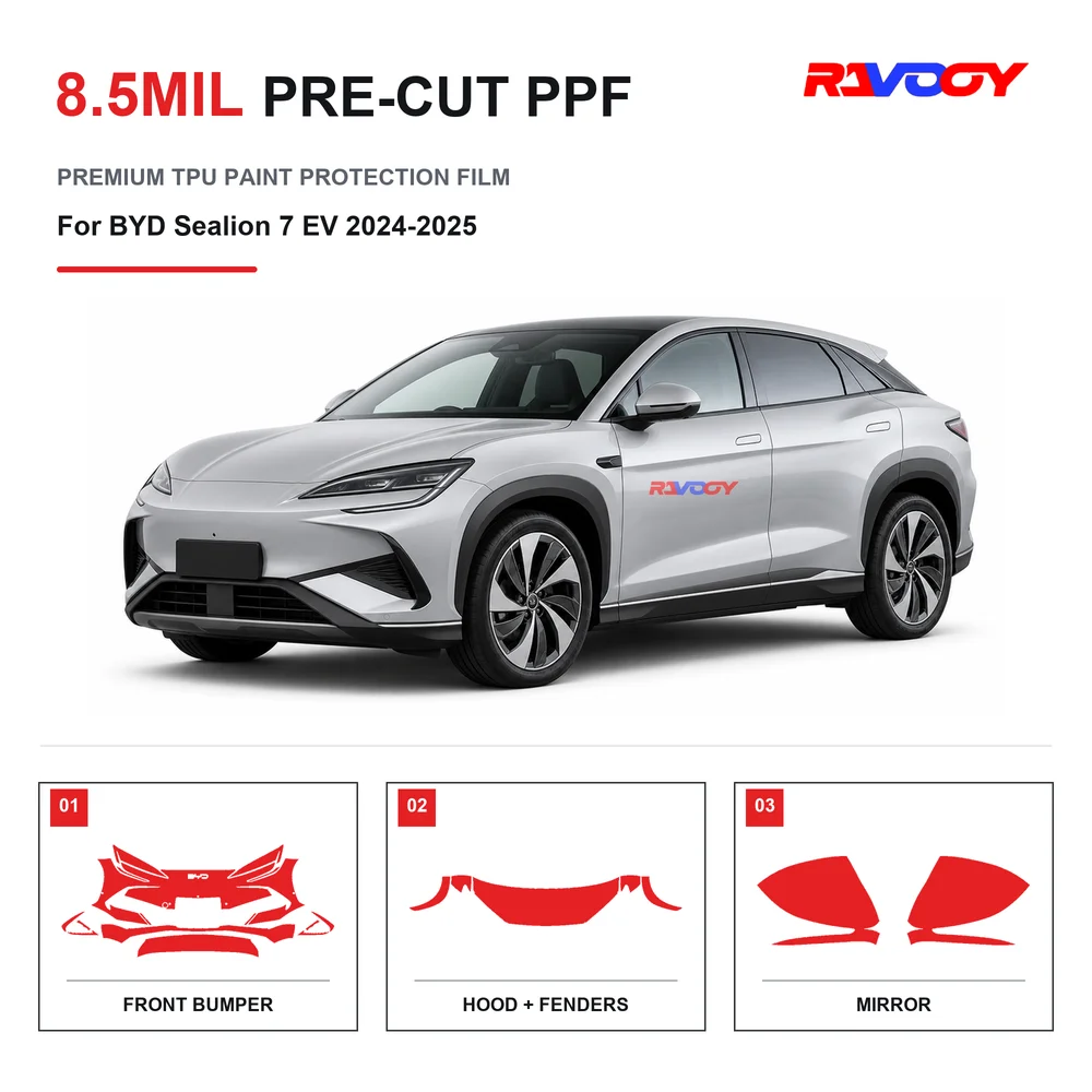 Precut PPF For BYD Sealion 7 EV 2024-2025 8.5mil TPU Clear Paint Protection Film Self Healing Hydrophobic UV Stone Chip Guard