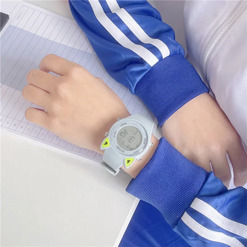 Reloj deportivo luminoso para mujer, pulsera electrónica de estilo universitario, con forma de orejas de gato, Digital, envío directo