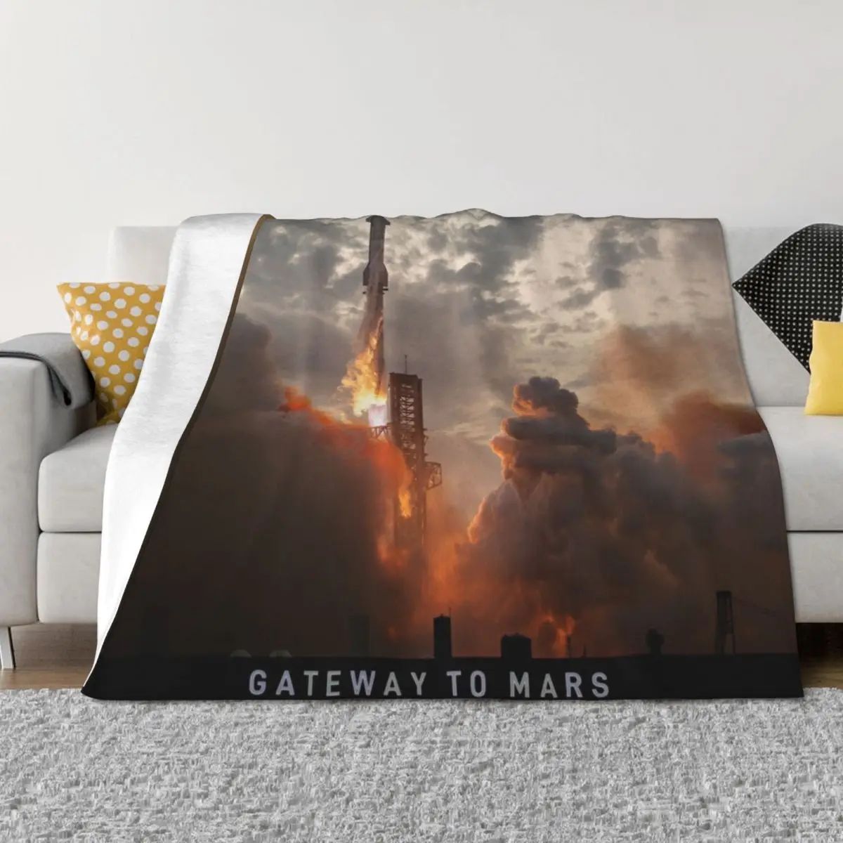 

8k Starship rocket launch Throw Blanket Retros Shaggy Polar Luxury Blankets