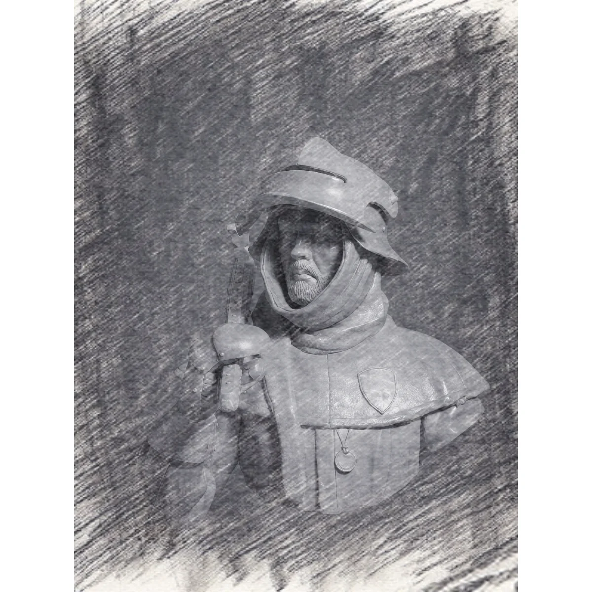 1/10 Resin-Modellbausatz, unbemalt, halbe Figur eines europäischen Musketiers, unmontiert und unbemalt, GK