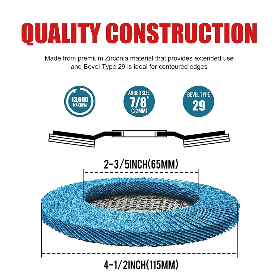 5/10 Pcs Flap Discs 40 Grit, 115*22mm Flap Sanding Disc, 7/8-Inch Arbor Type 27 Grinding Wheel for Stainless Steel, Sheet Metal