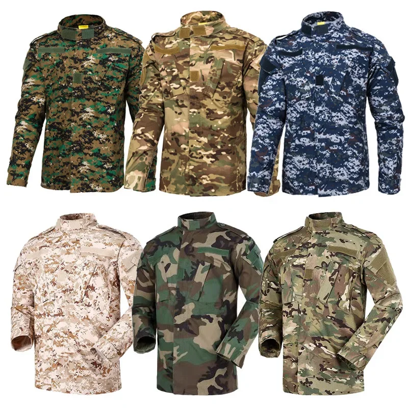 

ACU Tactical Camouflage Shirts+Pants Sets Field Training CP Outdoor Camping Camouflage Ruins Green FG Suit