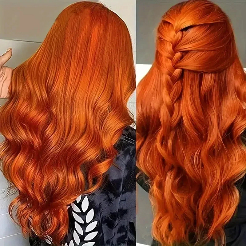 Peluca de cabello humano naranja jengibre 30 36 pulgadas para mujeres pelucas de color frontal de encaje 13x4 onda del cuerpo pelucas de cabello humano frontal de encaje 13x6 hd