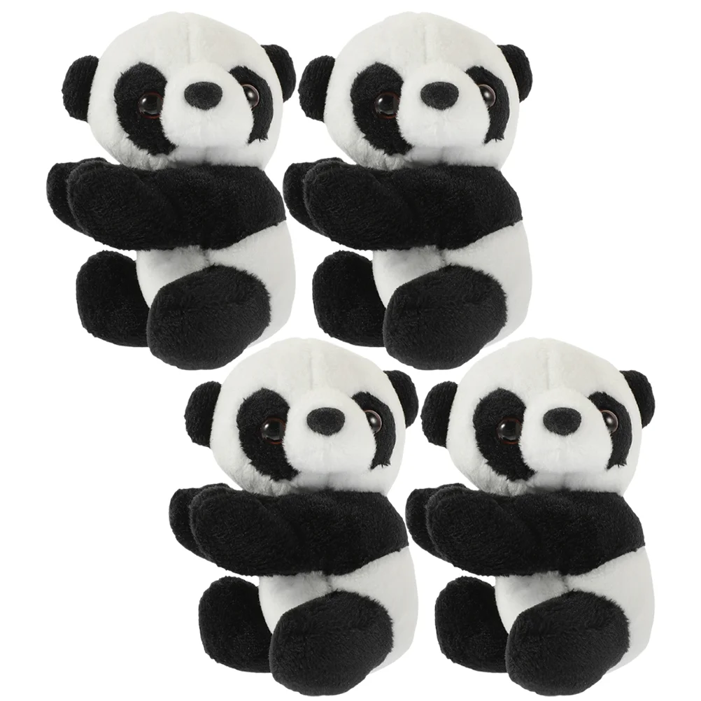 

4 Pcs Simulation Panda Clip Stuffed Toy Plush for Photo Hug Animal Office Short Cute Home