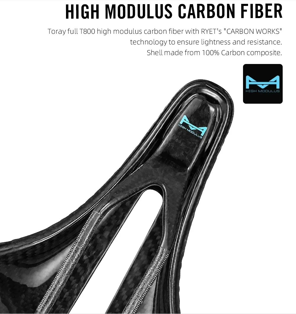 RYET Vollcarbon 3D-Gedruckter Fahrradsattel Breit 120g 155/152mm 7*9 Fahrradsitz EVA Sattel Triathlon Rennrad MTB Radsitz – Detail 13