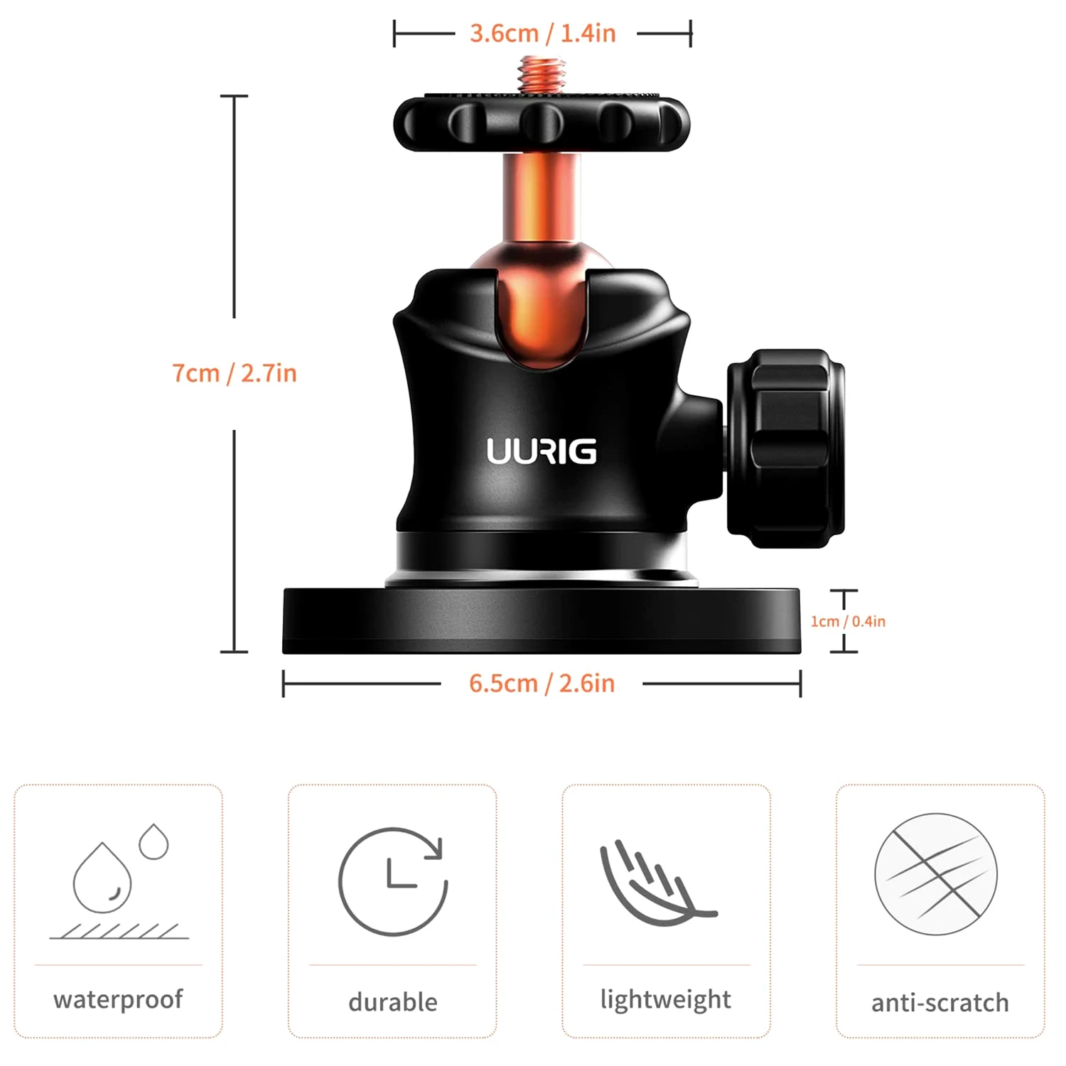 UURIG BH-06 Stronge Magnetic Quick Release Plate with Joint Mount for GoPro Action Cameras