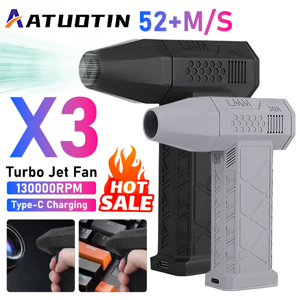 X3 Violent Fan Brushless Turbo Jet Blower 130000RPM Air Blower Electric Air Duster Rechargeable Turbo Violent Blower Car Cleanin