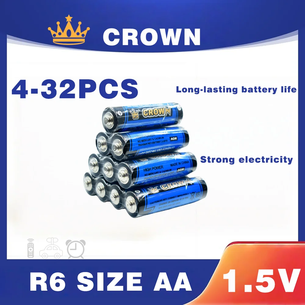 

Crown 1.5V AA disposable carbon dry battery, suitable for remote control toys, electric toys, small electronic devices, etc