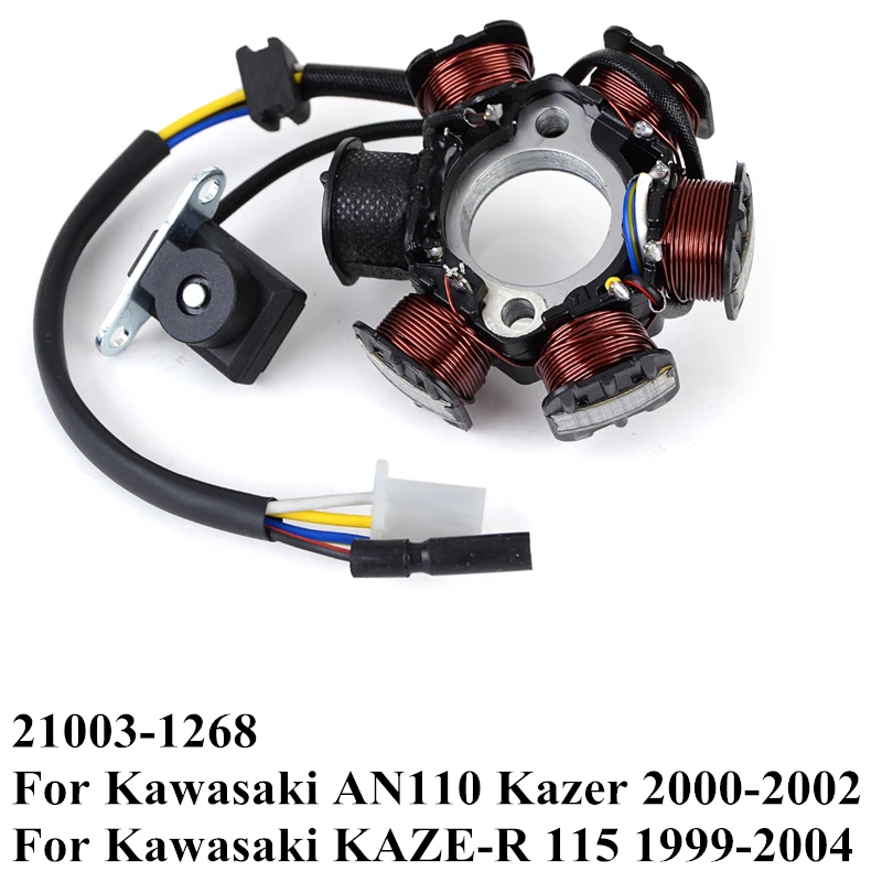 

Motorcycle Stator Coil for Kawasaki KAZE-R 115 1999-2004 AN110 AN 110 Kazer 115 2000-2002 21003-1268 Generator Magneto Coil