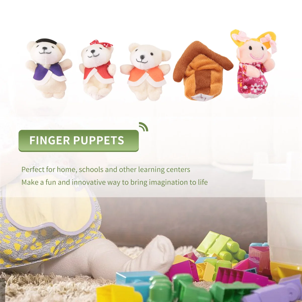 Set mit 5 Fingerpuppen, märchenhaften Märchen, Goldlöckchen und drei Bären