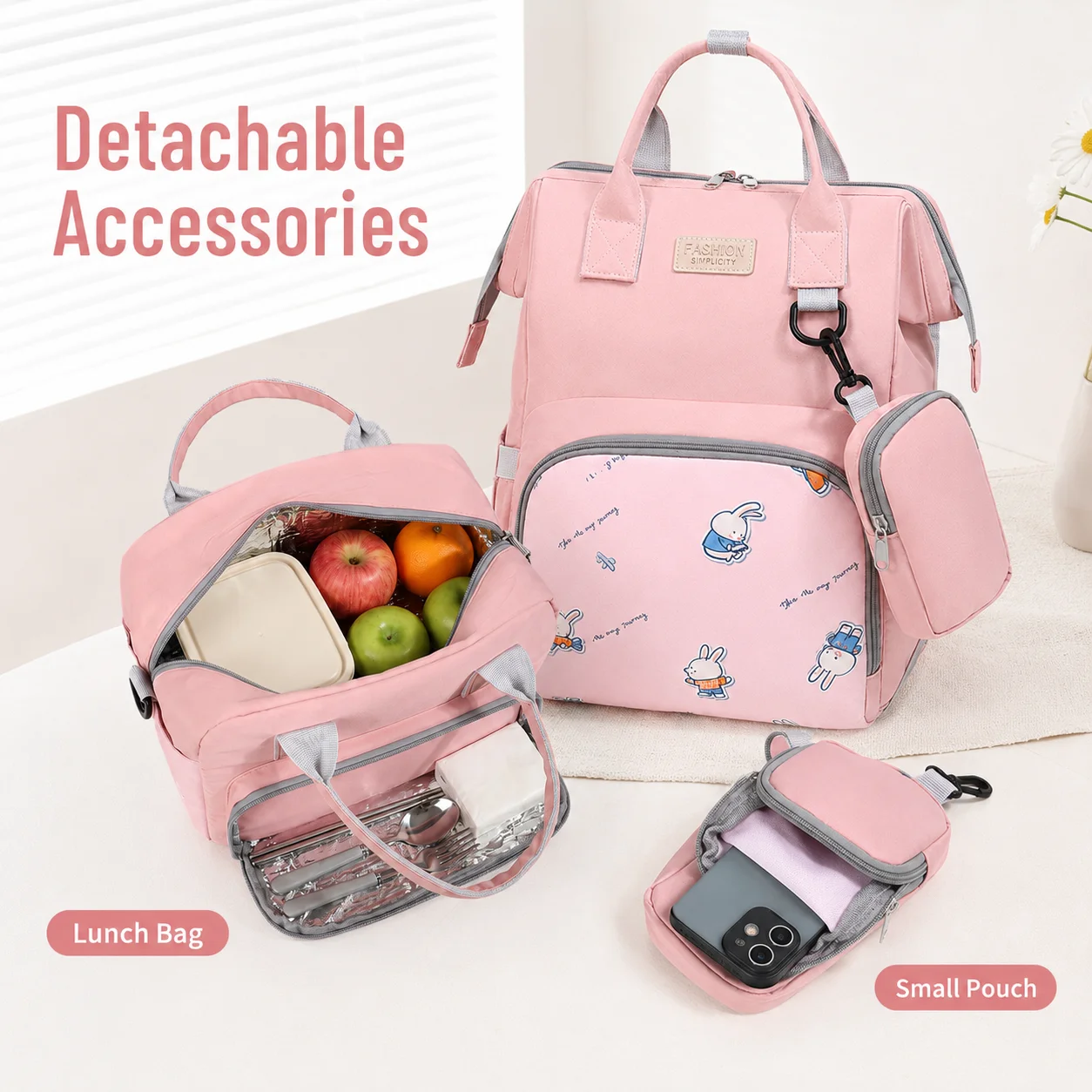 Mommy Bag Diaper Backpack 3PCS Set Large Capacity Baby Travel Bag Multifunction Storage Insulated Bottle Bag Mother Care