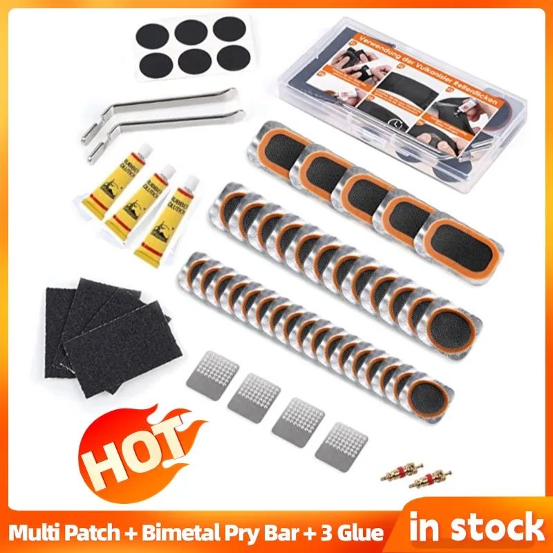 

Bicycle Tire Repair Kit Cycling Flat Tyre Rubber Patch Glue Lever No-glue Cold Patch Sealant MTB Bike Inner Tube Repair Tools