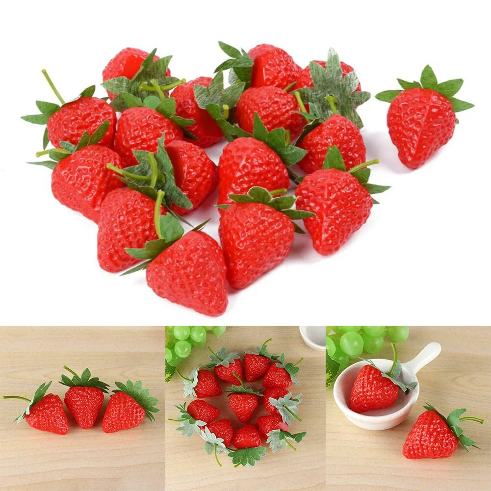 Artificial Strawberry Kitchen Model Ornament Plastic Simulated Decor Simulated Fruit Festive Wedding Food Home