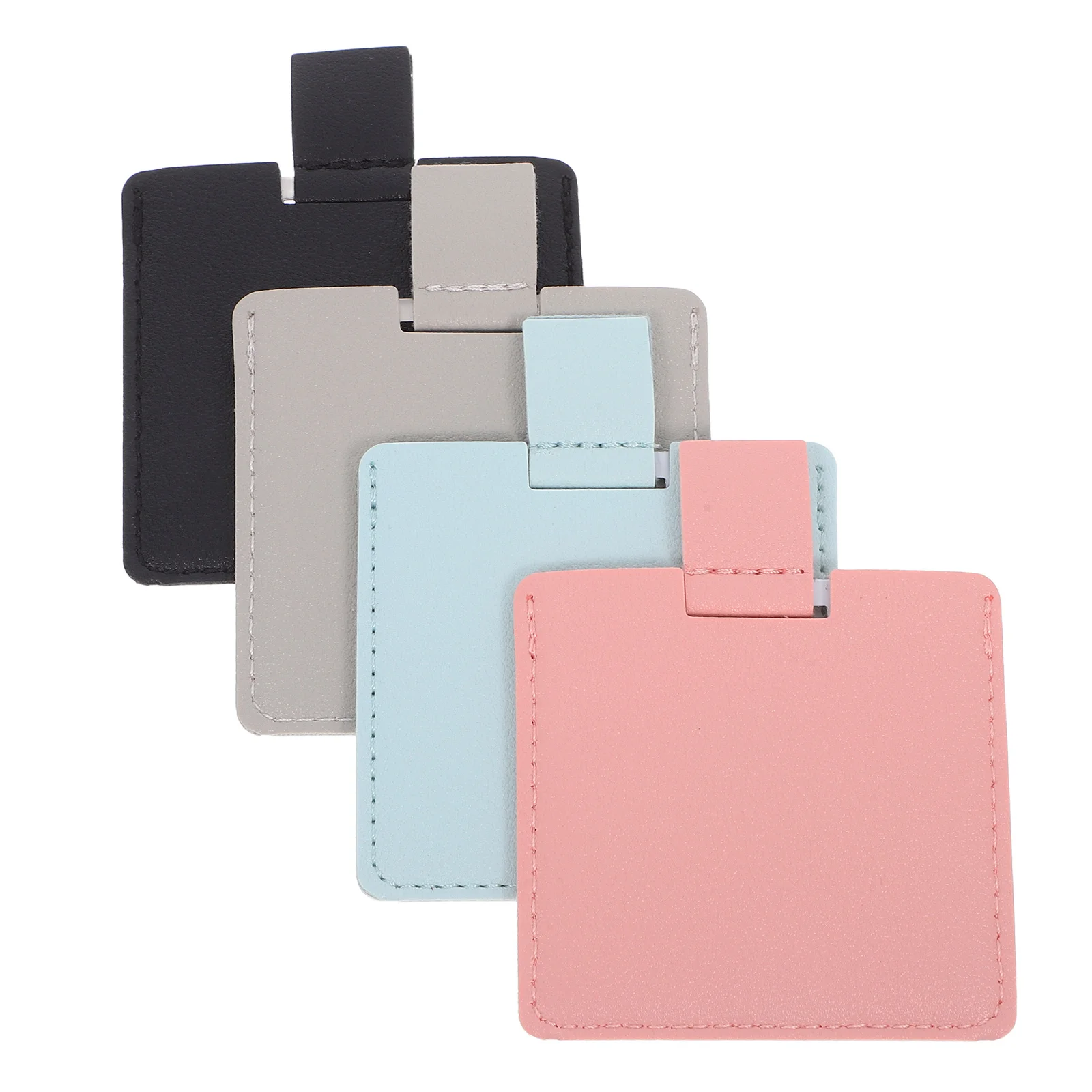 Miroirs de maquillage compacts portables 4 pièces, mini miroir pour sac à main, en PU résistant aux rayures, en acier inoxydable, miroir de poche de voyage