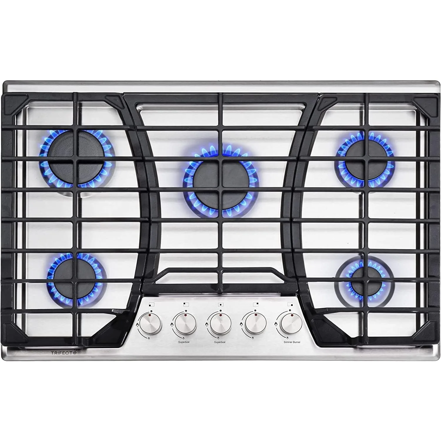 

30 Inch Stainless Steel Gas Cooktop, Built-in Gas Stove Top with 5 Italy SABAF Sealed Burners (Gas Regulator Not Included)