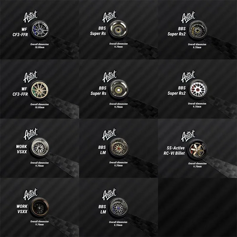 AT Artist New Product 1:64 Static Wheel Hub Diameter 10/9.7mm Modified Alloy Car Model Scene Accessories