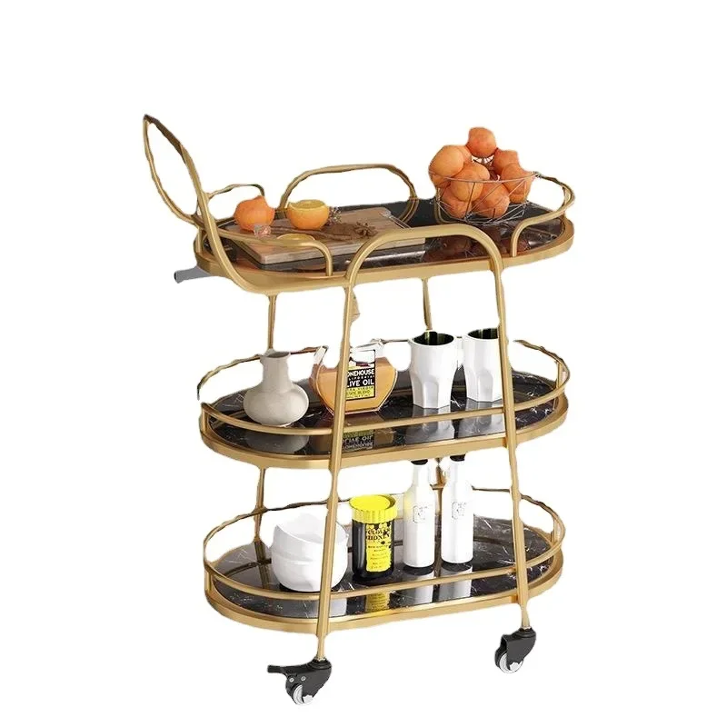 

Dining cart, small cart, iron art multifunctional hand pushed household tea cart, hotel commercial restaurant, mobile cake deliv
