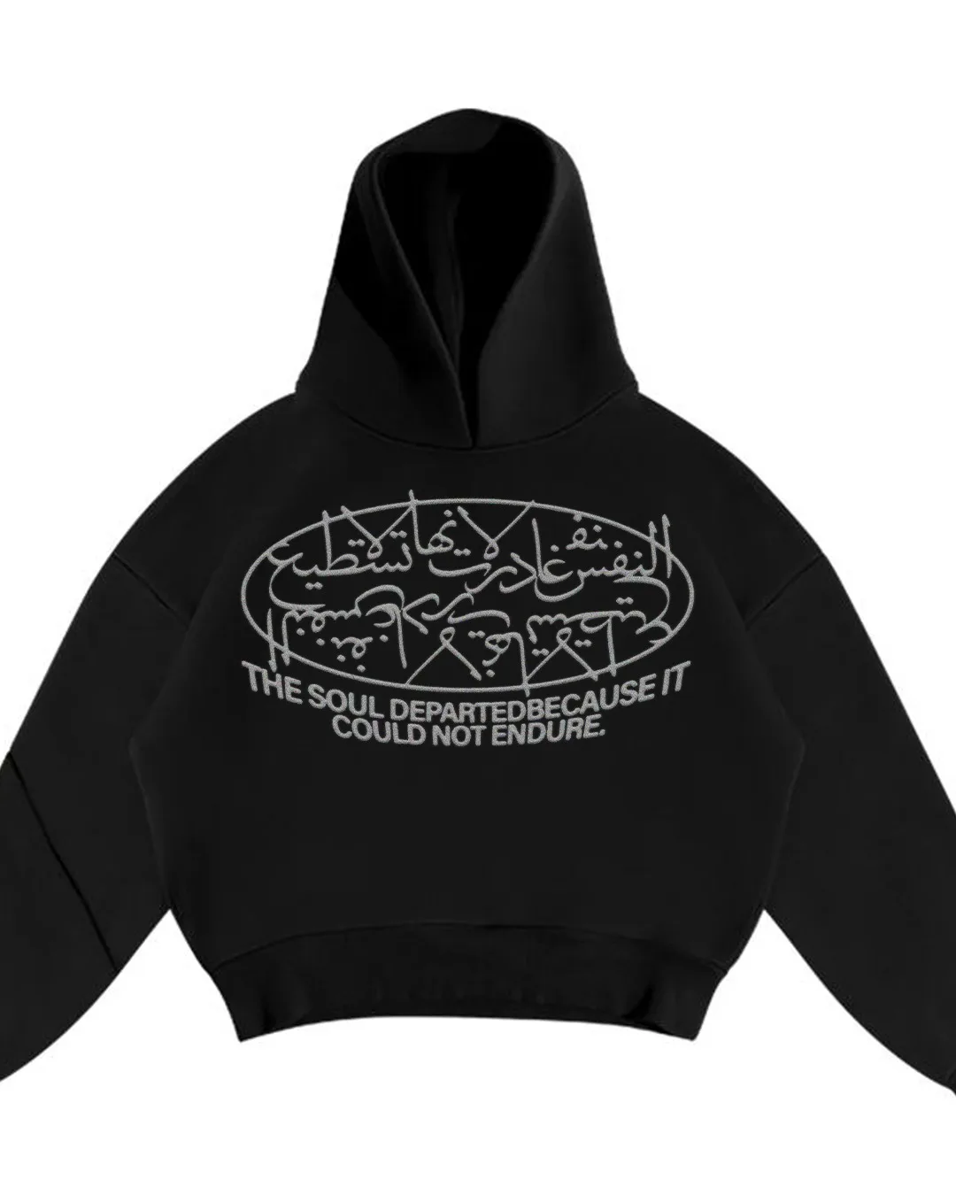 

Dark art embroidery hooded sweatshirt Unisex Arabic calligraphy pattern oversized short street style aesthetic sweatshirt